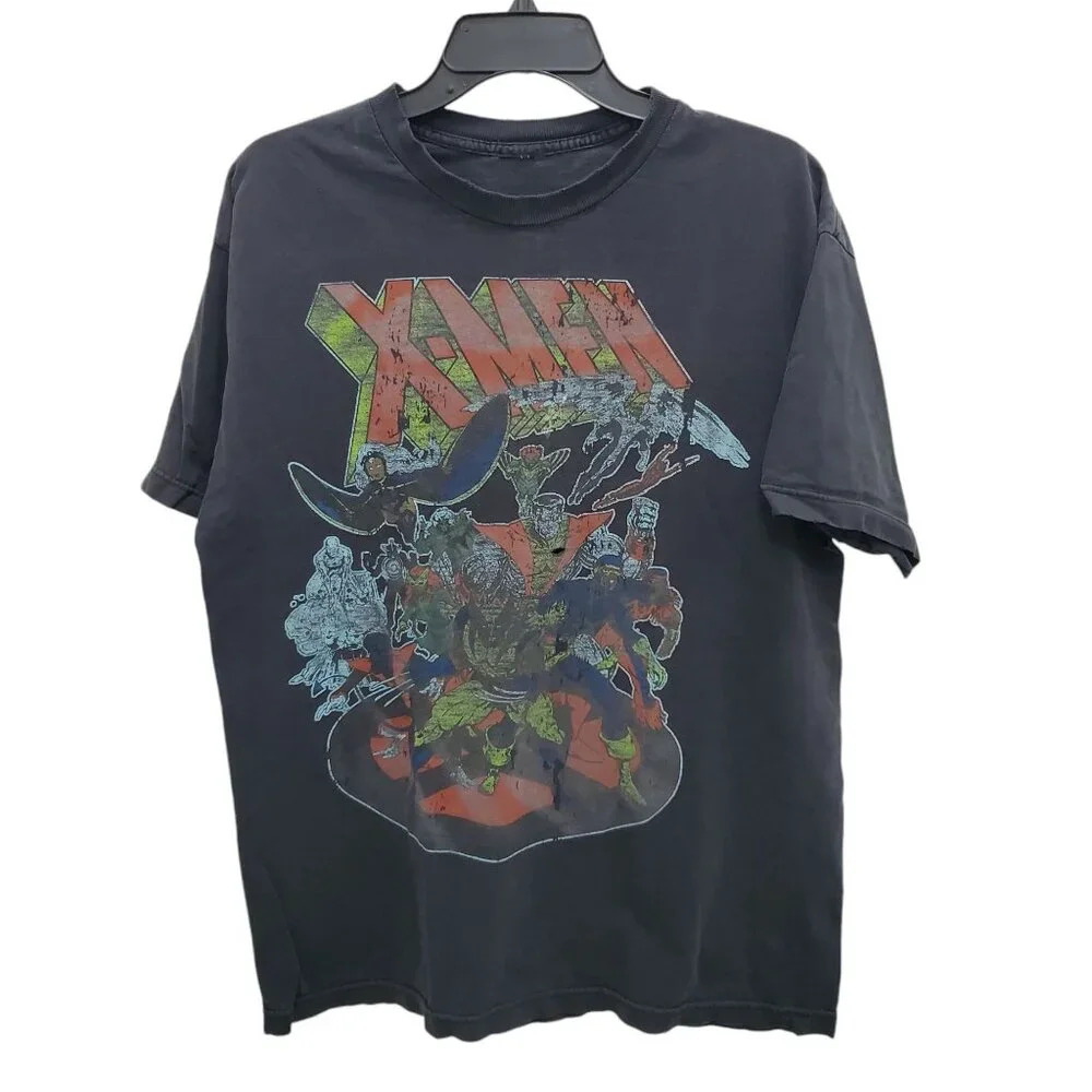 X-Men Men's Y2K Black Extreme Trashed Destroyed‎ Comic Graphic Tee T-shirt L